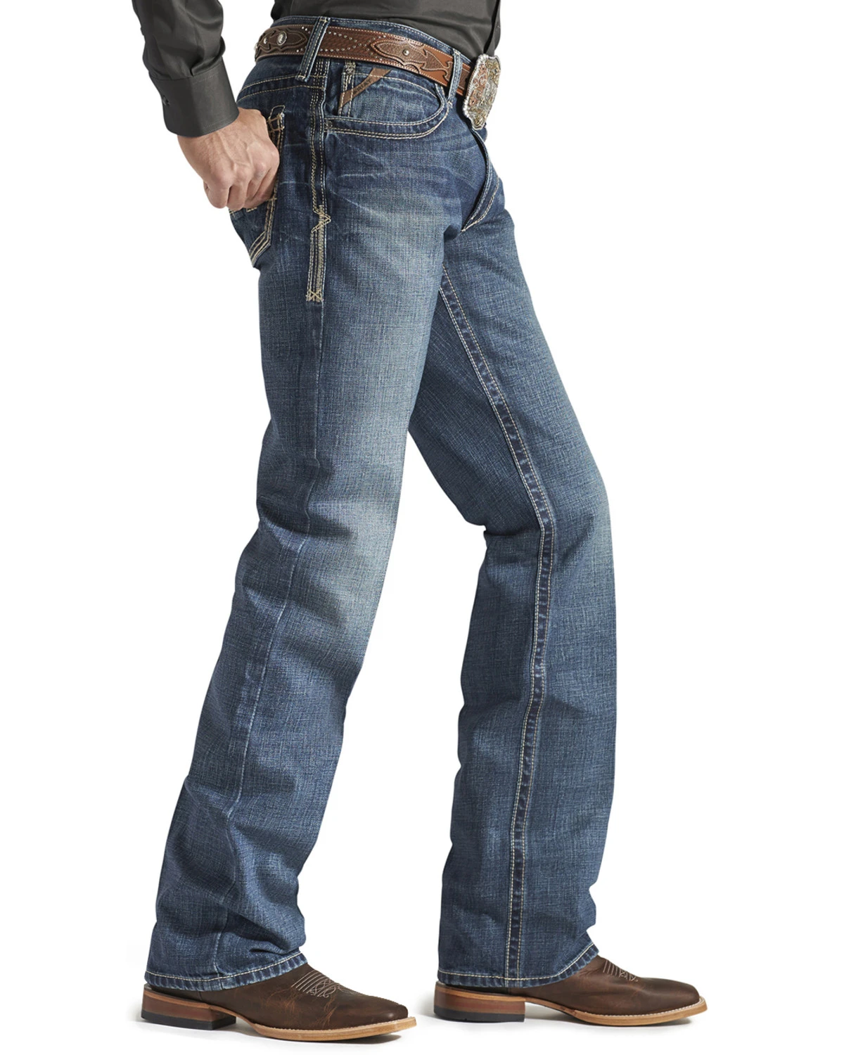 Ariat Men's M4 Gulch Medium Wash Relaxed Low Rise Bootcut Jeans - Image 2
