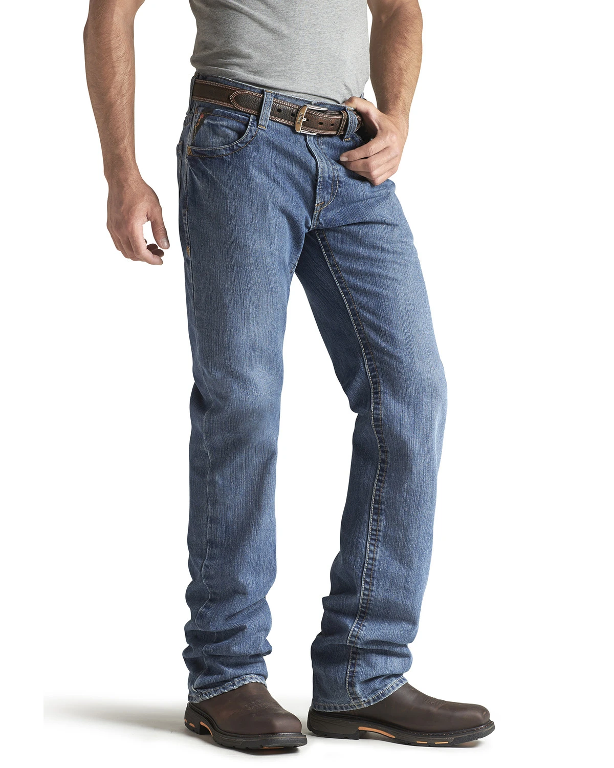 Ariat Men's FR M3 Medium Wash Loose Basic Stackable Straight Leg Jean - Image 2