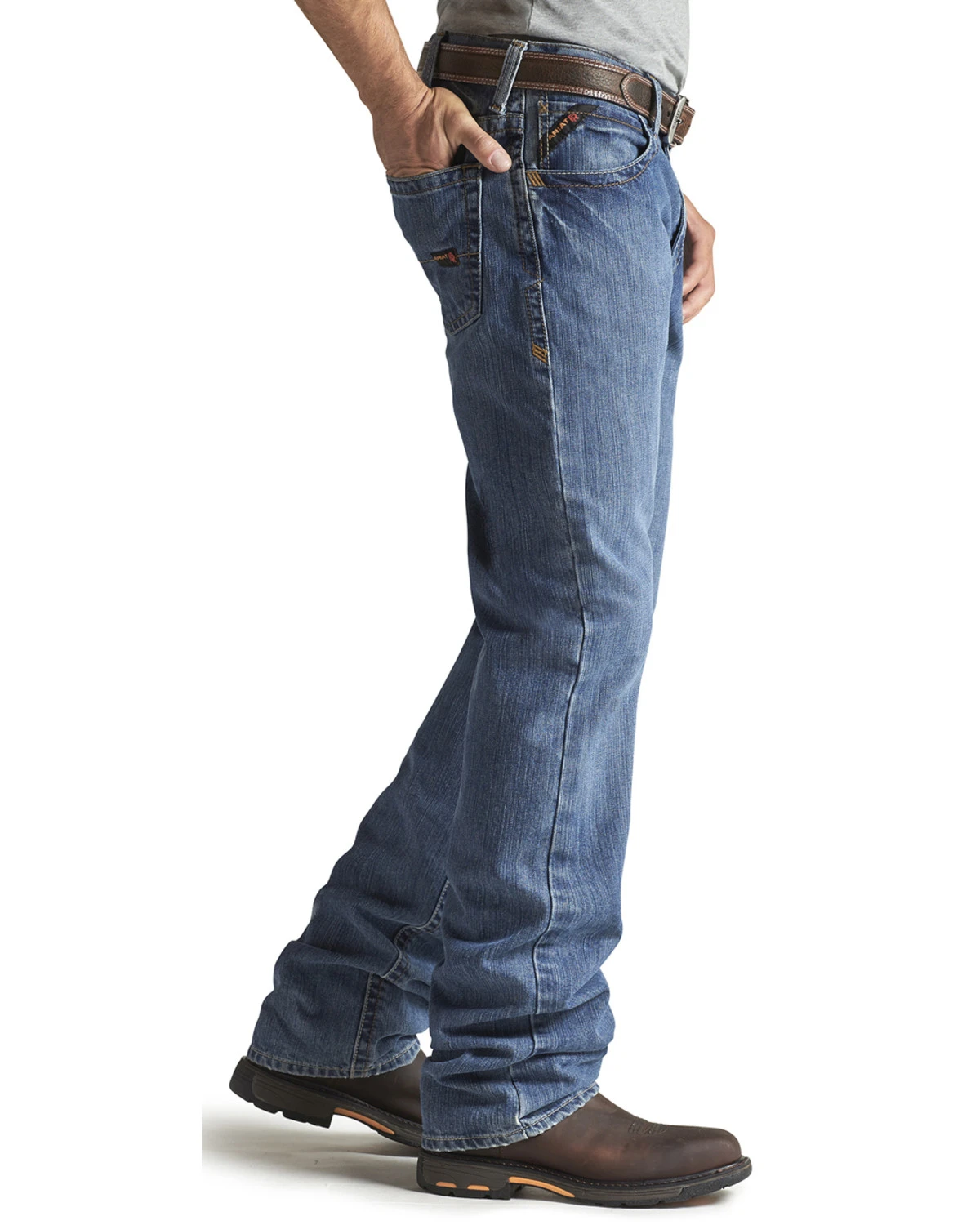 Ariat Men's FR M3 Medium Wash Loose Basic Stackable Straight Leg Jean - Image 3