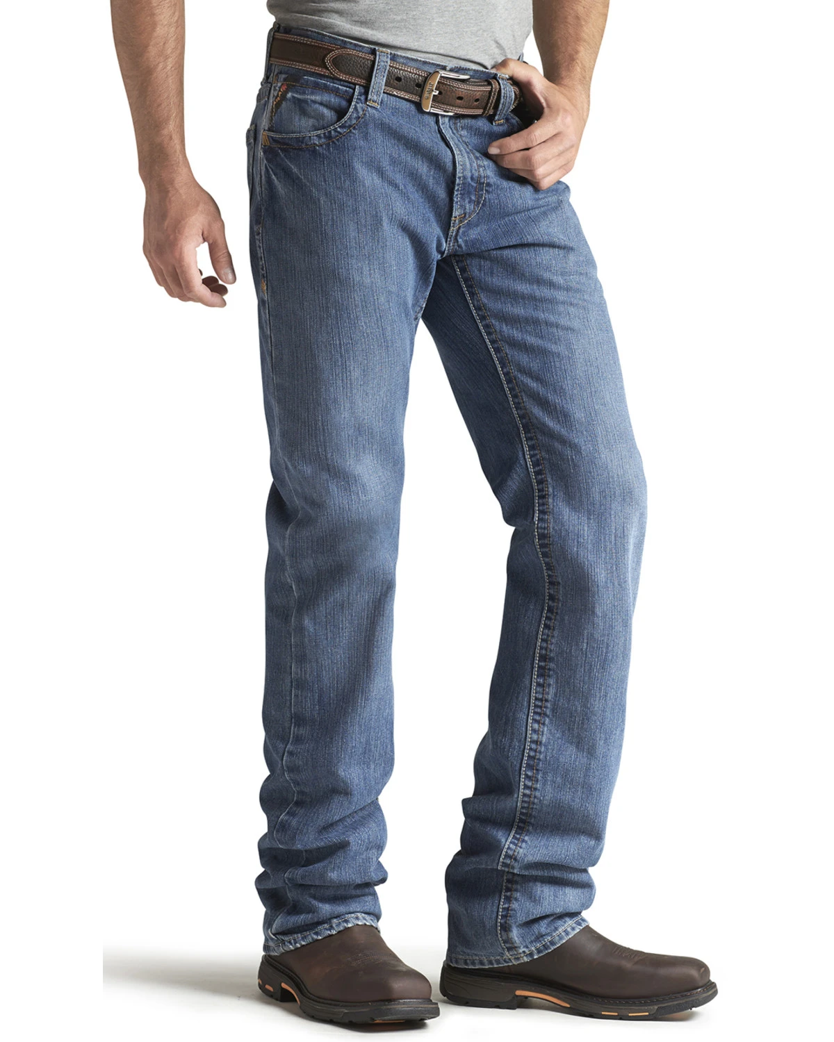 Ariat Men's FR M3 Medium Wash Loose Basic Stackable Straight Leg Jean - Image 5
