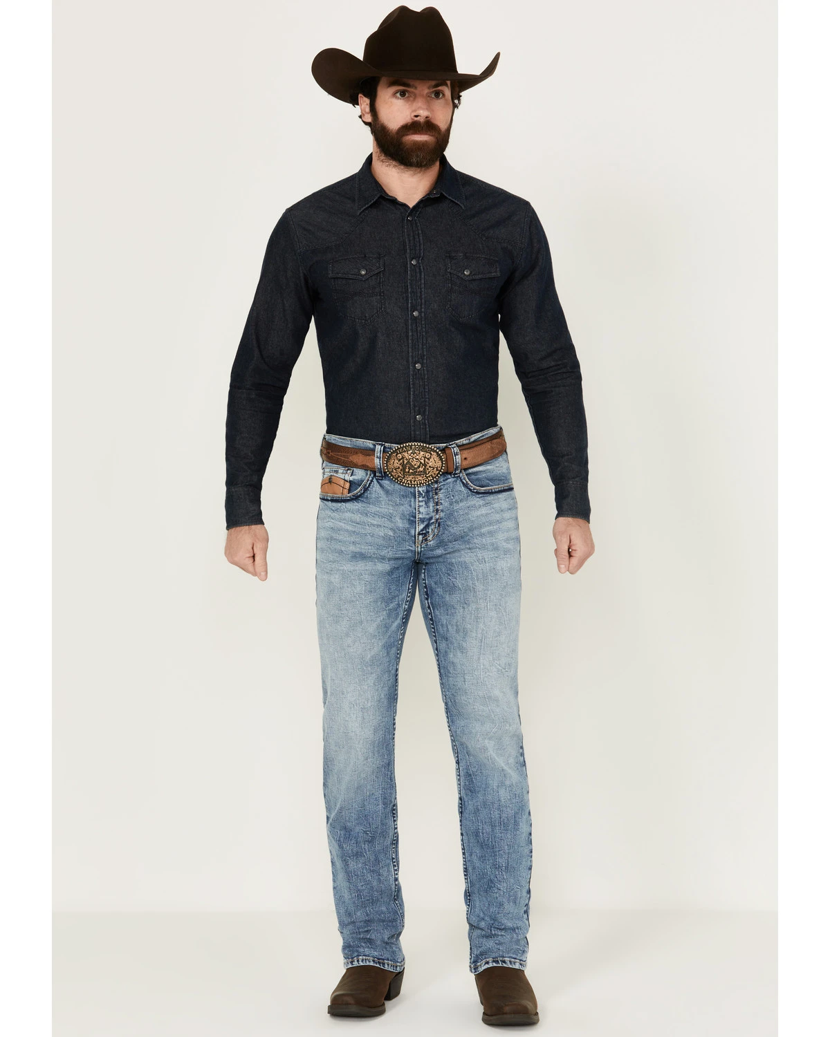 Cody James Core Men's Clover Leaf Light Wash Stretch Slim Straight Jeans