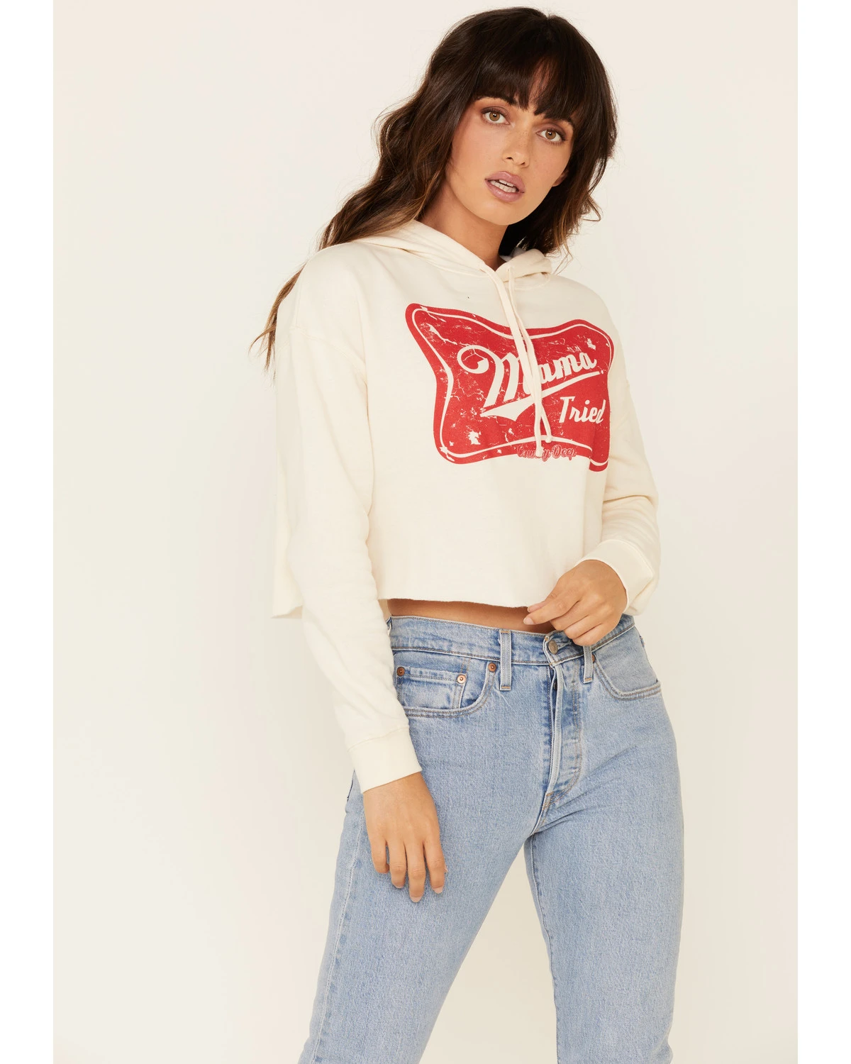 Country Deep Women's Mama Tried Graphic Cropped Hooded Sweatshirt