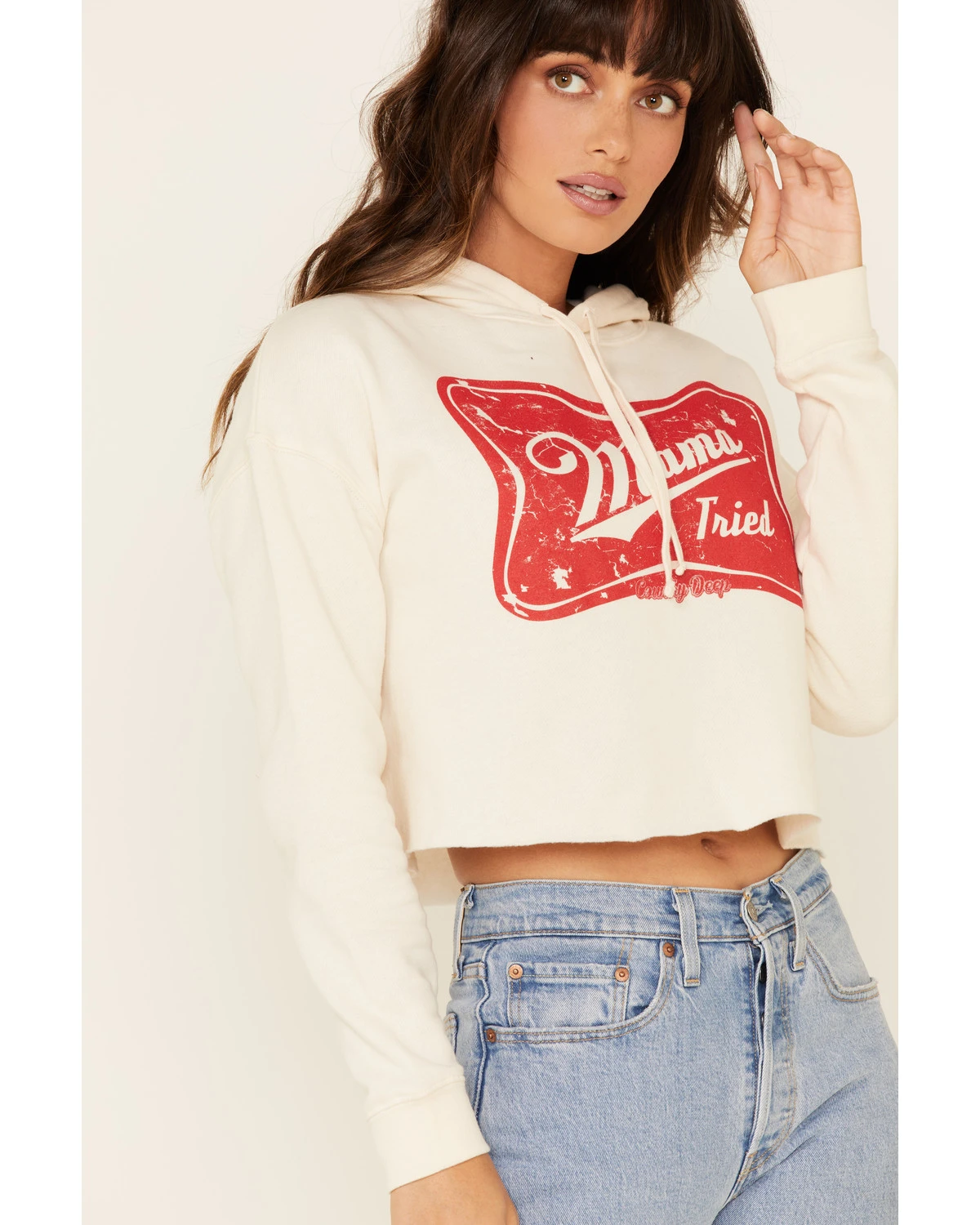 Country Deep Women's Mama Tried Graphic Cropped Hooded Sweatshirt - Image 3