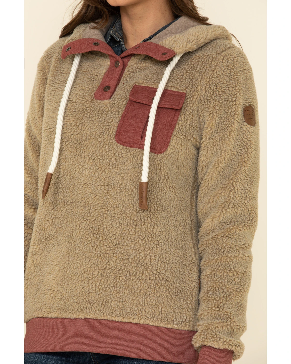 Wanakome Women's Fay Snap Neck Sherpa Hooded Pullover - Image 3