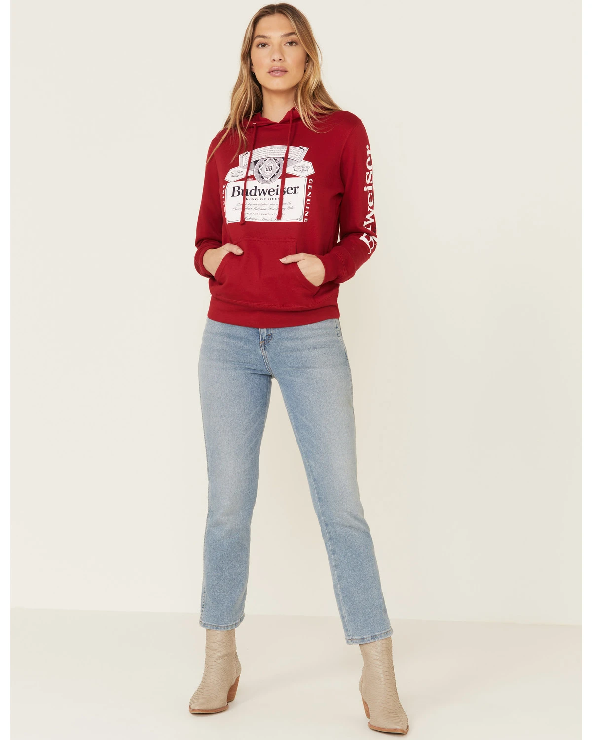 Brew City Beer Gear Women's Budweiser Graphic Hooded Sweatshirt - Image 2