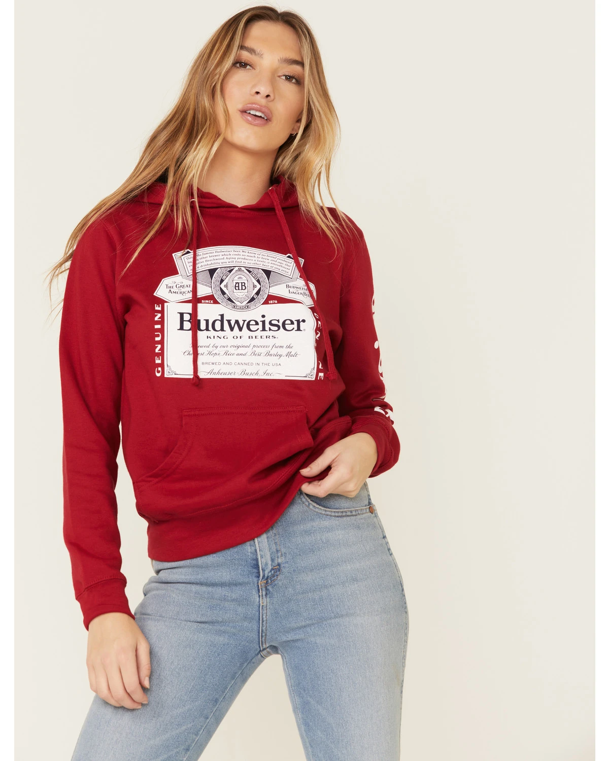 Brew City Beer Gear Women's Budweiser Graphic Hooded Sweatshirt - Image 3