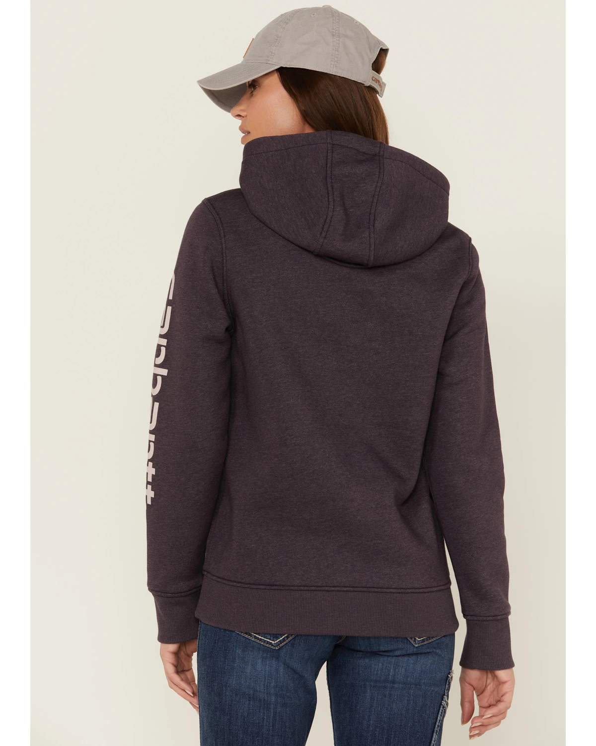 Carhartt Women's Gray Relaxed Midweight Logo Sleeve Graphic Hooded Sweatshirt - Image 3