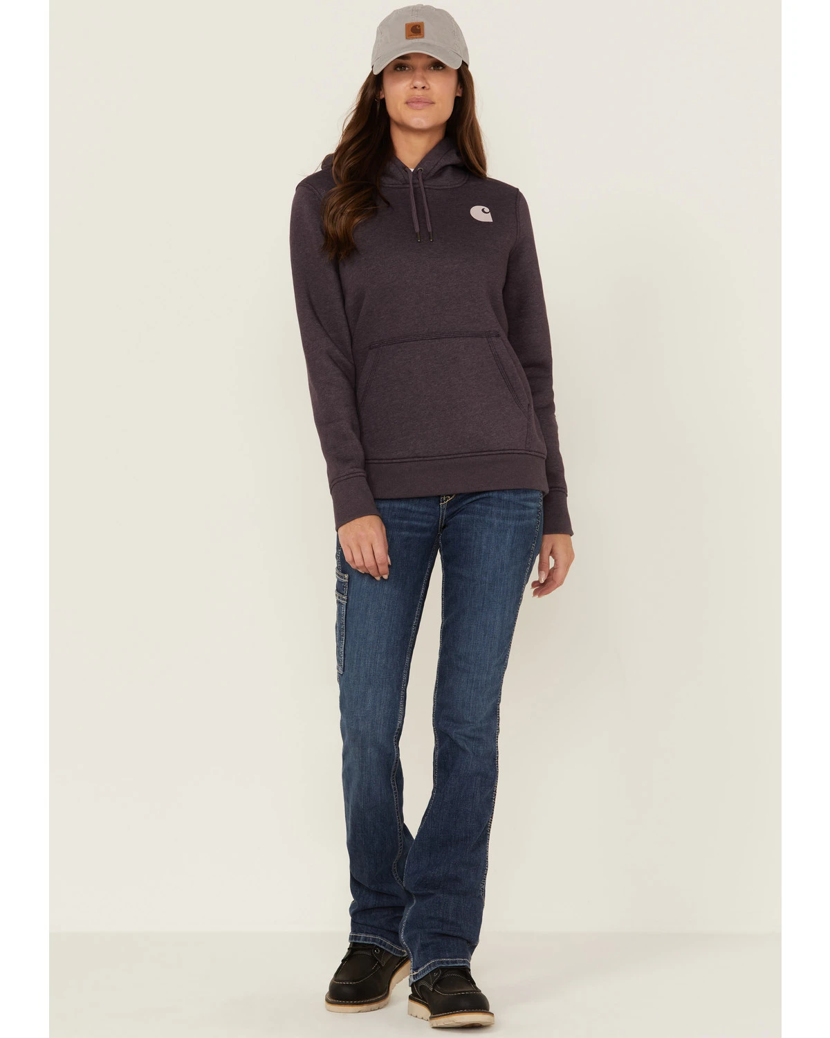 Carhartt Women's Gray Relaxed Midweight Logo Sleeve Graphic Hooded Sweatshirt - Image 4