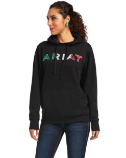 Ariat Women's Black R.E.A.L Mexico Embroidered Logo Pullover Hoodie - Plus