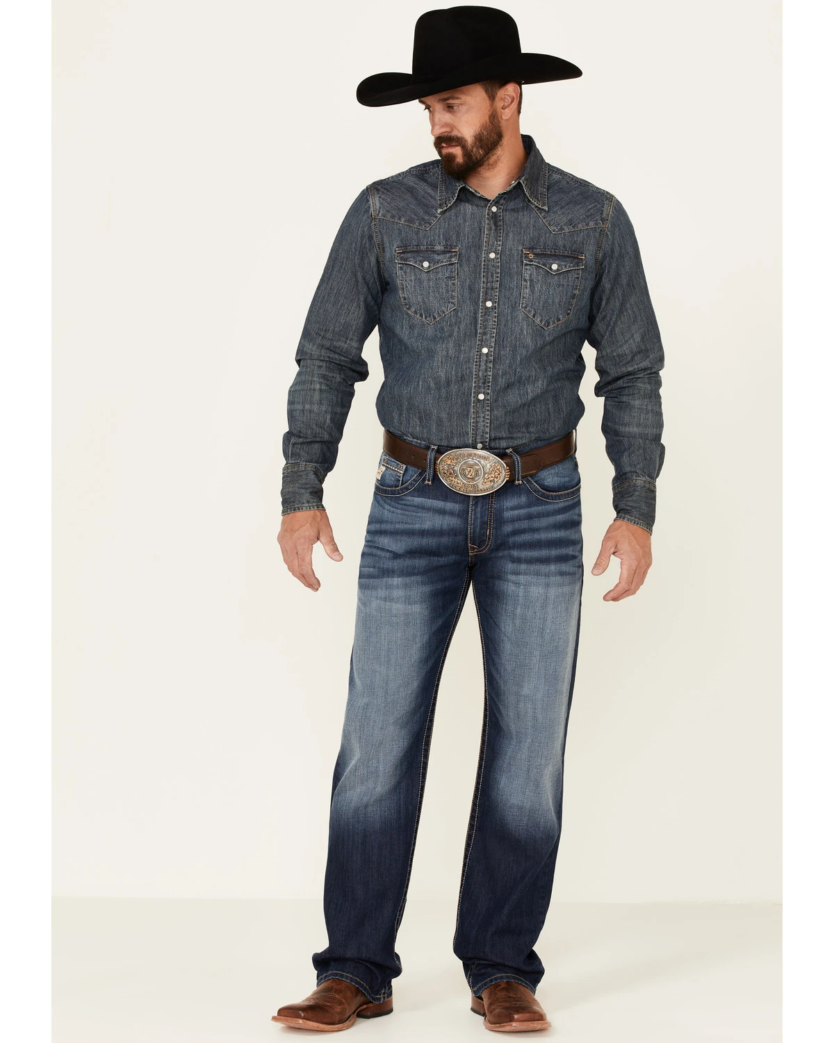 Cinch Men's Grant Dark Stonewash Performance Stretch Relaxed Bootcut Jeans