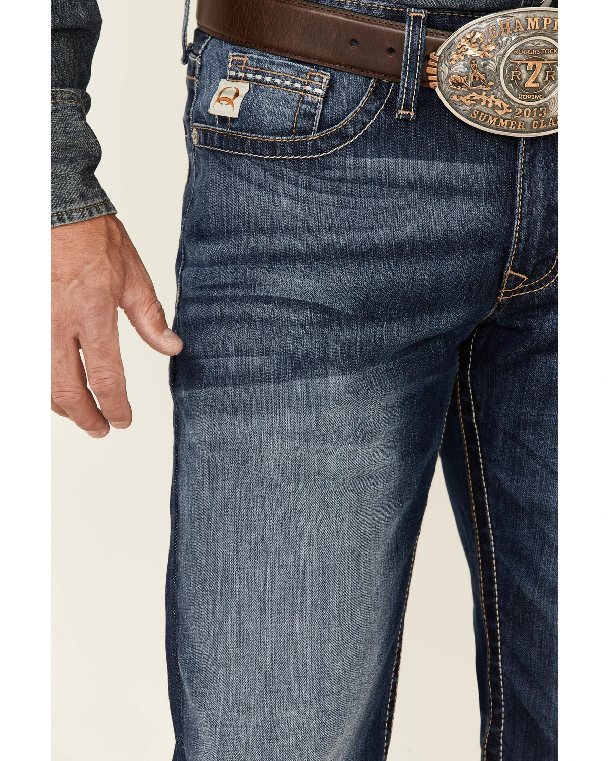 Cinch Men's Grant Dark Stonewash Performance Stretch Relaxed Bootcut Jeans - Image 4