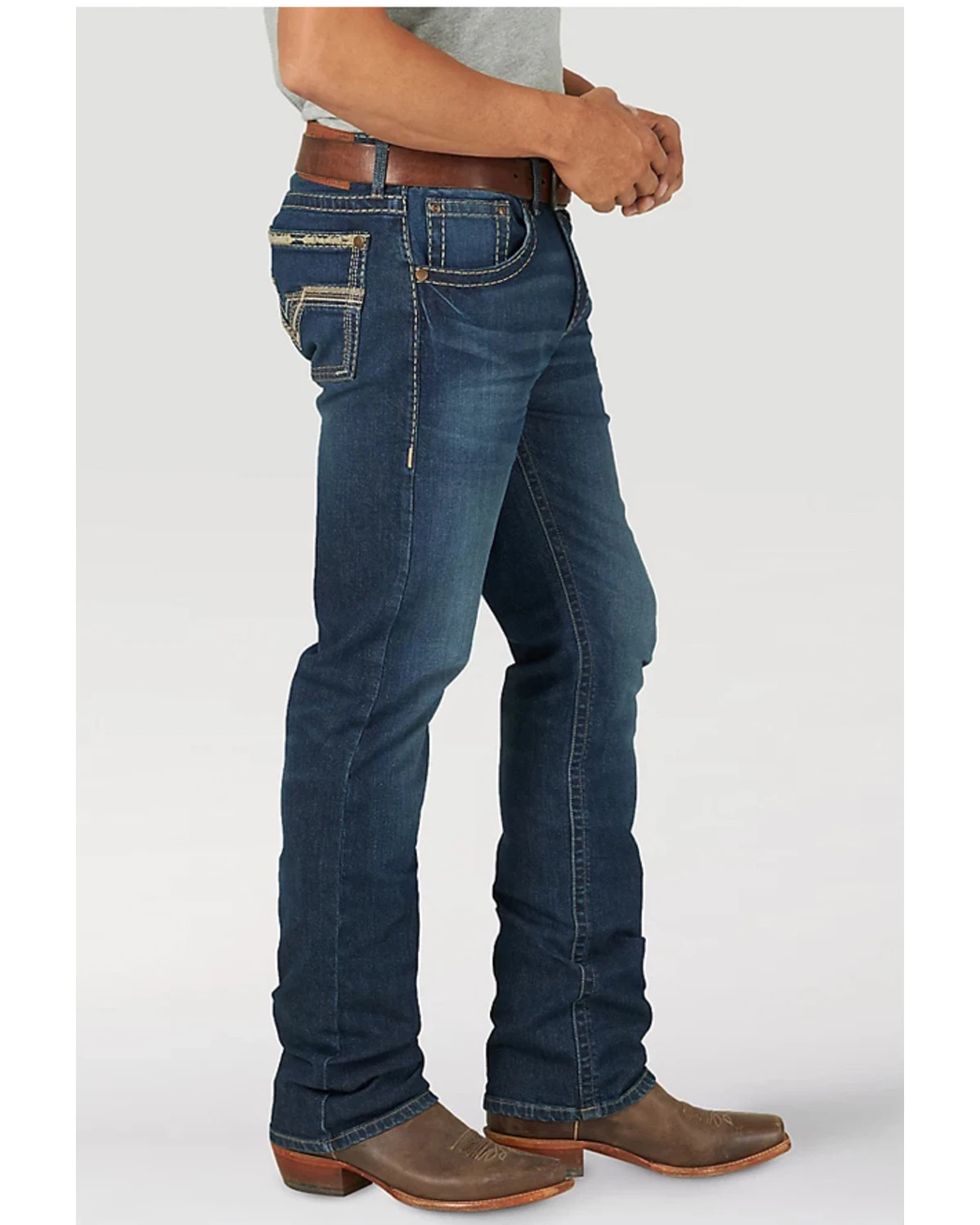 Rock 47 By Wrangler Men's Ruckett Dark Wash Stretch Slim Straight Jeans - Image 2