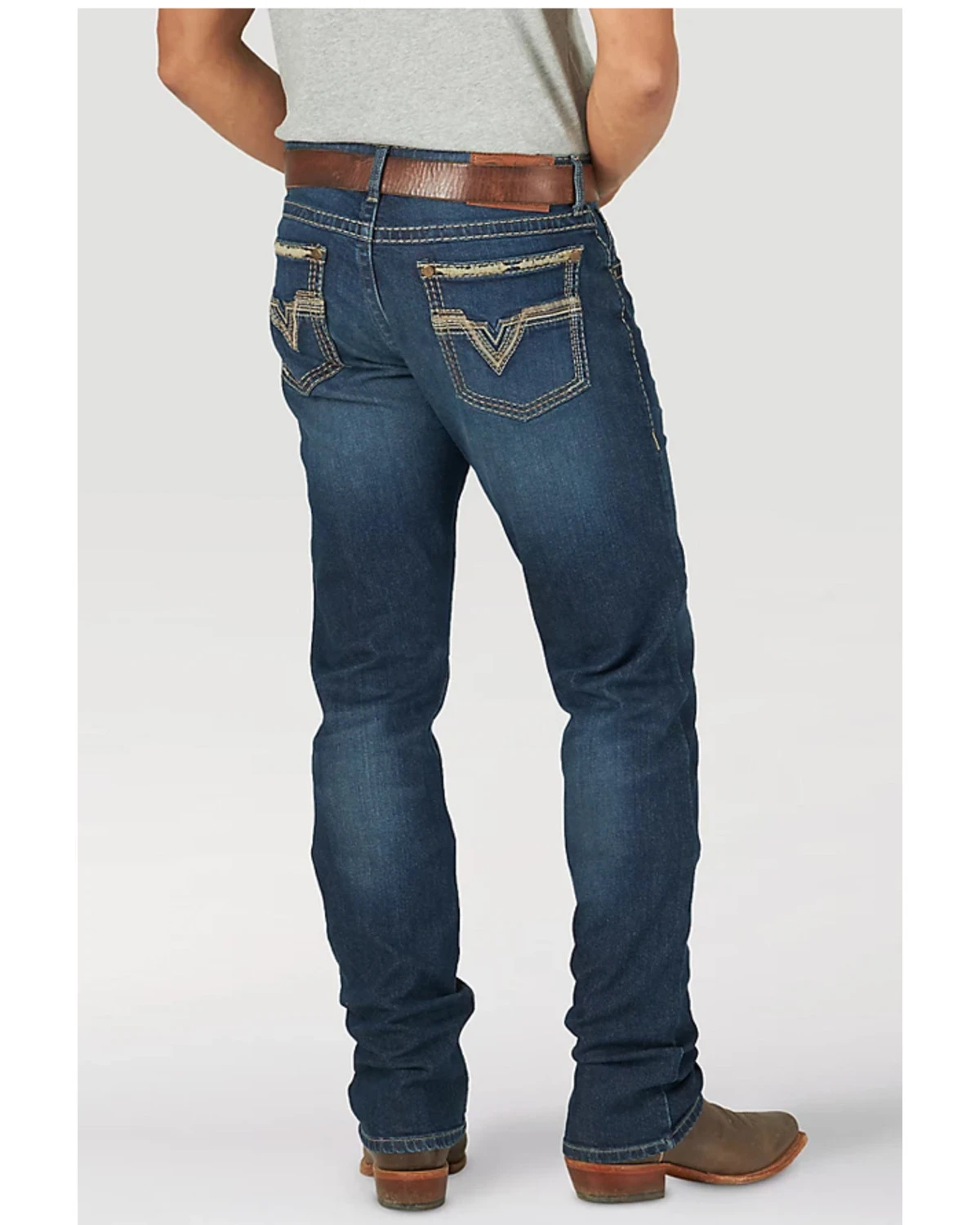 Rock 47 By Wrangler Men's Ruckett Dark Wash Stretch Slim Straight Jeans - Image 3