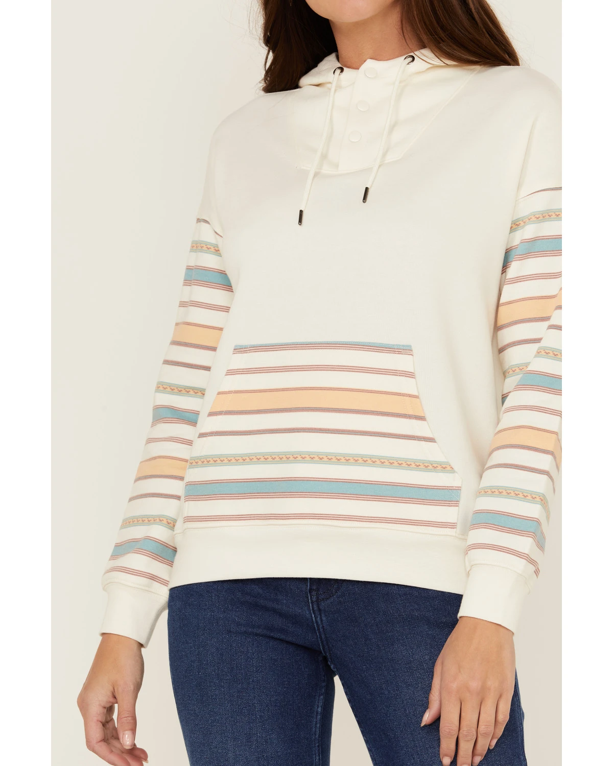 RANK 45 Women's Contrast Serape Sleeve Pullover Hoodie - Image 3