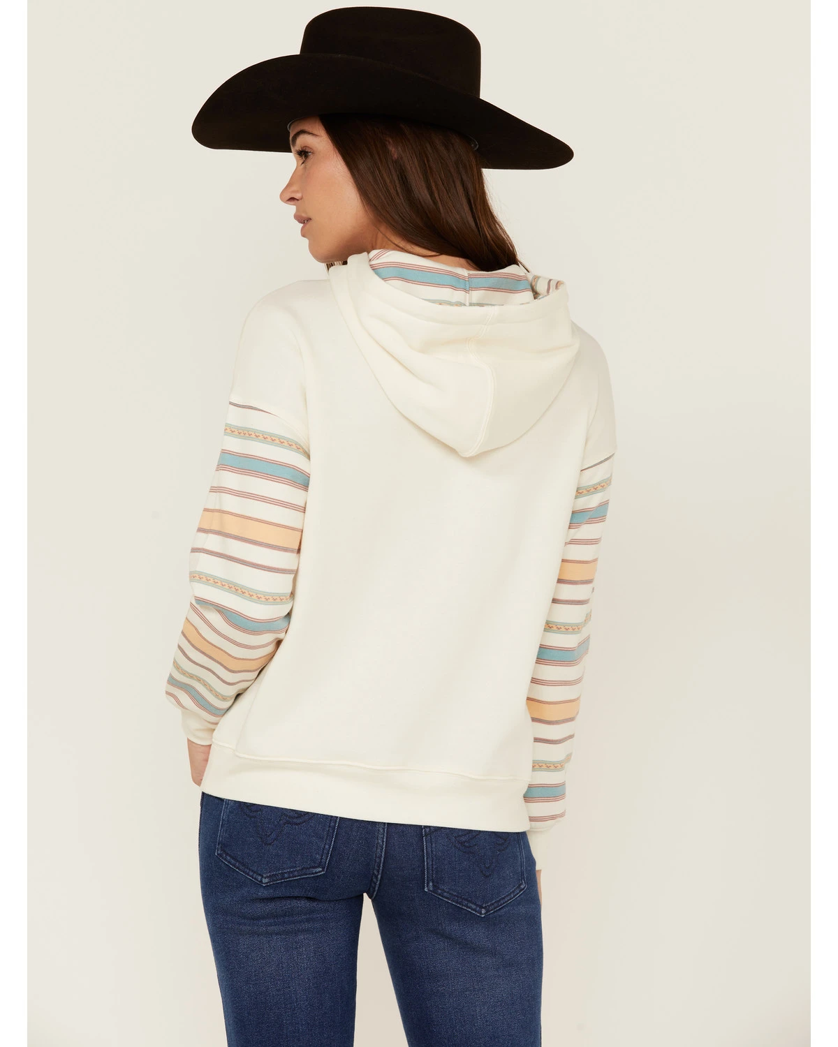 RANK 45 Women's Contrast Serape Sleeve Pullover Hoodie - Image 4