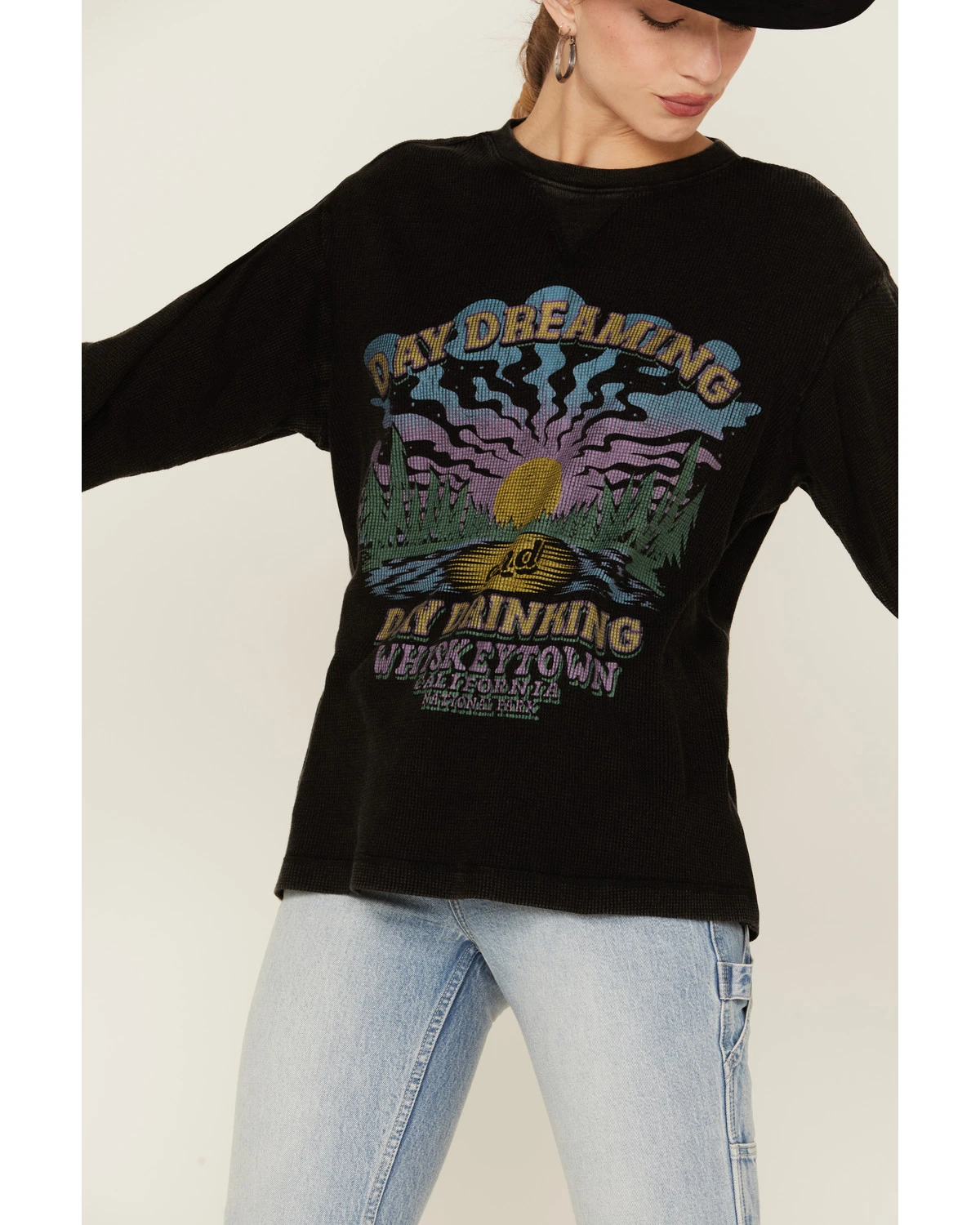 Cleo + Wolf Women's Day Dreaming, Day Drinking Graphic Thermal Pullover Sweatshirt - Image 2