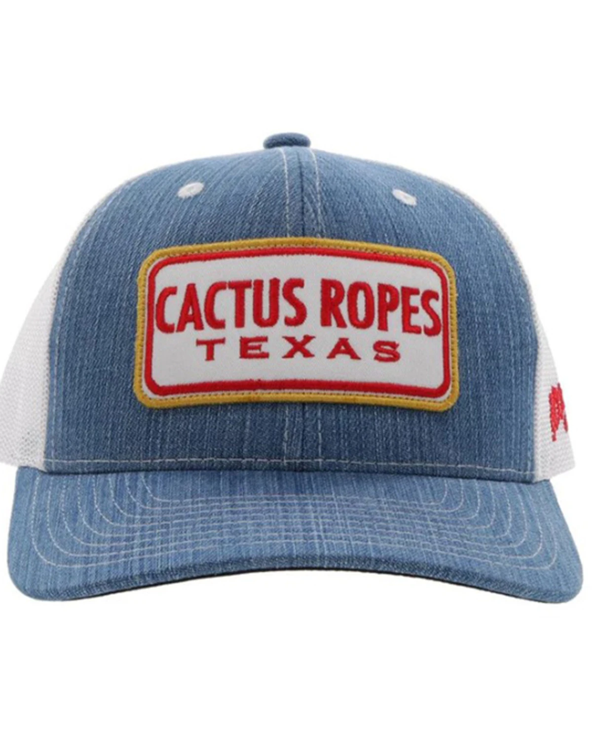 Hooey Kids' Denim Cactus Ropes Patch Mesh Back Trucker Cap - Image 3
