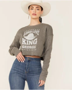 Ruby's Rubbish Women's Heather Gray Long Live King George Graphic Sweatshirt