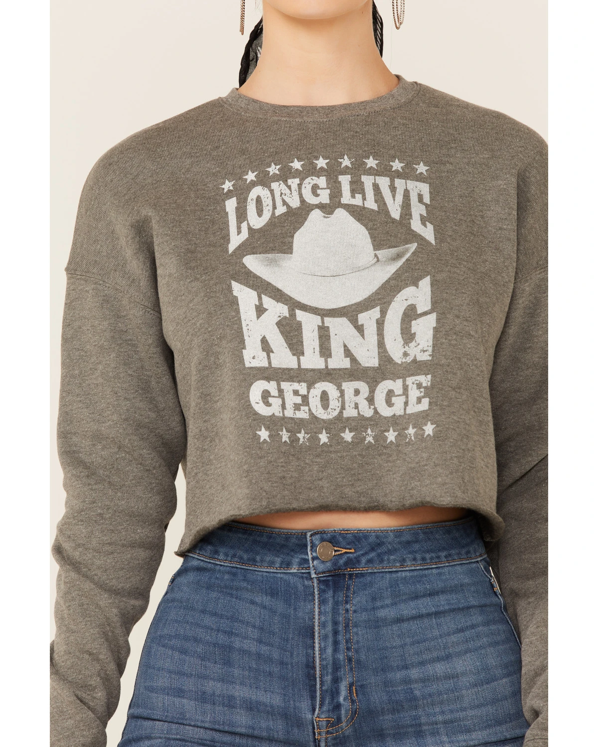 Ruby's Rubbish Women's Heather Gray Long Live King George Graphic Sweatshirt - Image 2