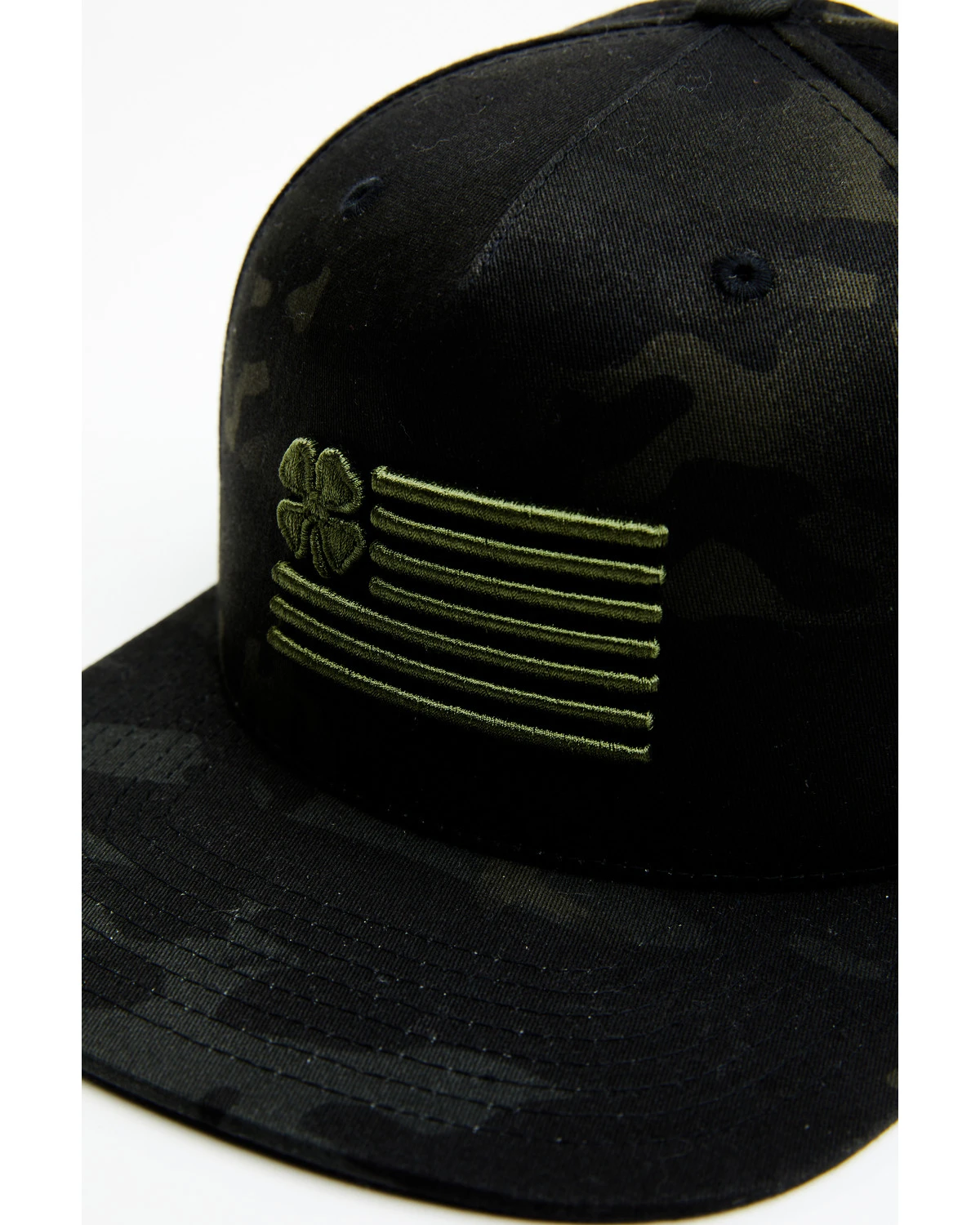 Black Clover Men's Camo Print Clover Nation Embroidered Flag Solid Ball Cap - Image 2
