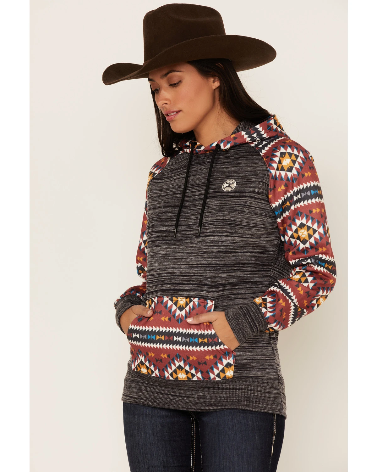 Hooey Women's Southwestern Contrast Print Summit Hoodie - Image 2