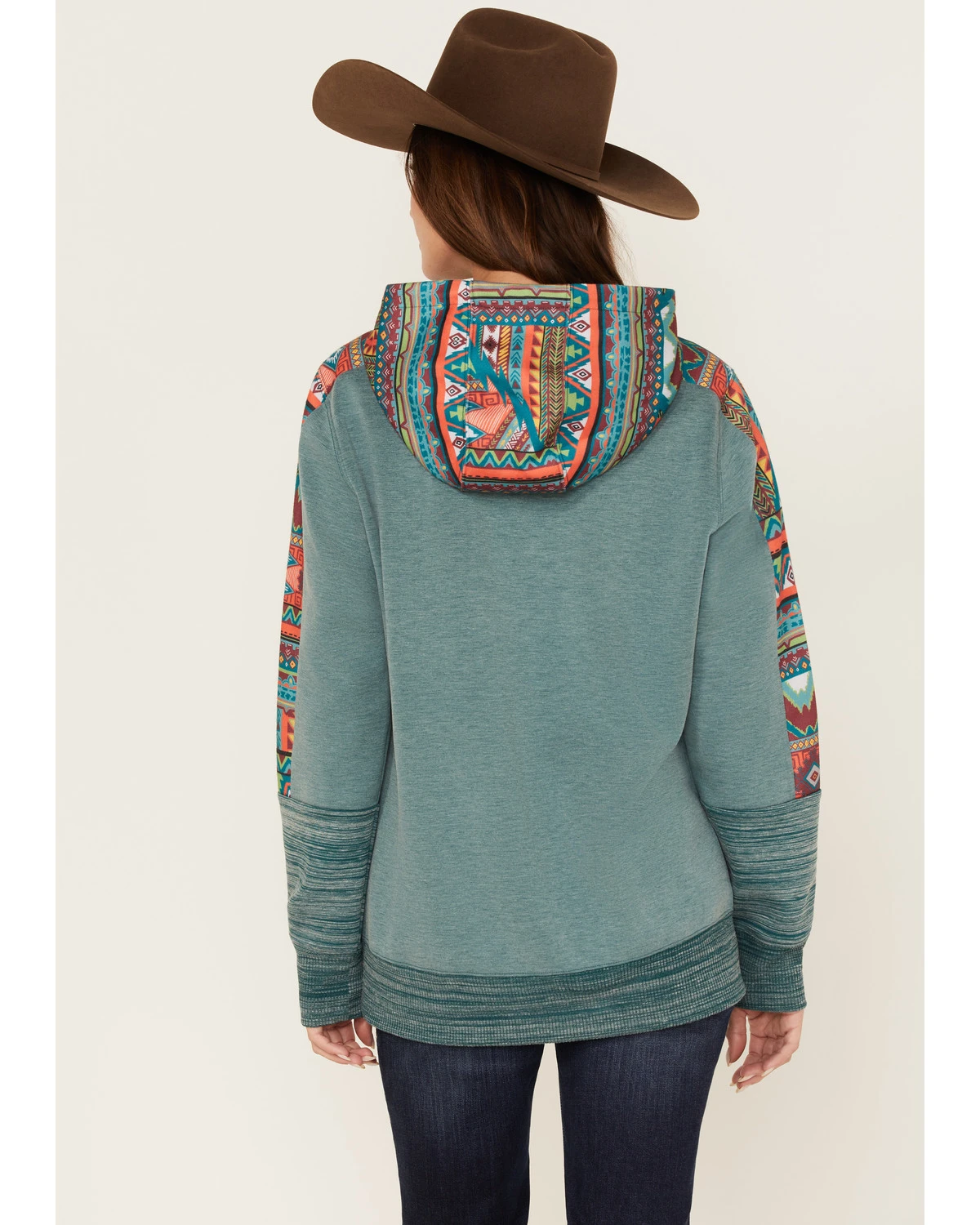 Hooey Women's Southwestern Contrast Print Canyon Hoodie - Image 4