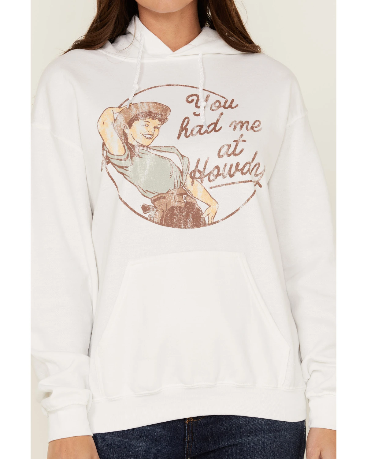 Goodie Two Sleeves Women's You Had Me At Howdy White Graphic Hoodie - Image 2