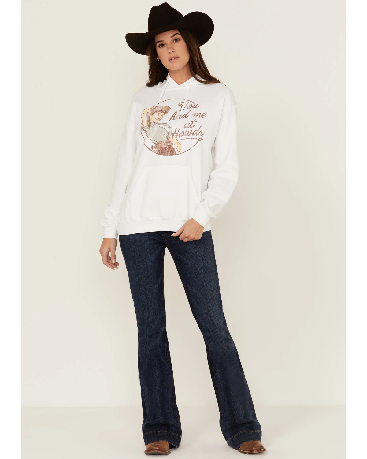 Goodie Two Sleeves Women's You Had Me At Howdy White Graphic Hoodie - Image 4