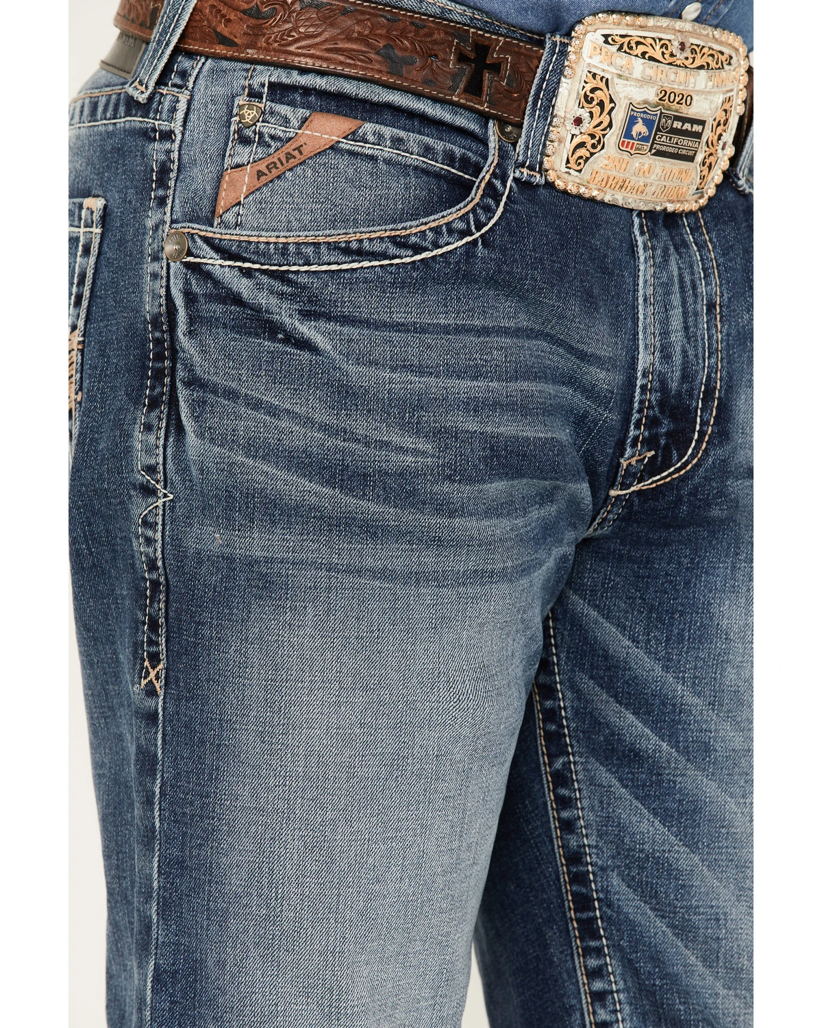 Ariat Men's M2 Dakota Wilson Medium Wash Stretch Relaxed Stackable Bootcut Jeans - Image 2