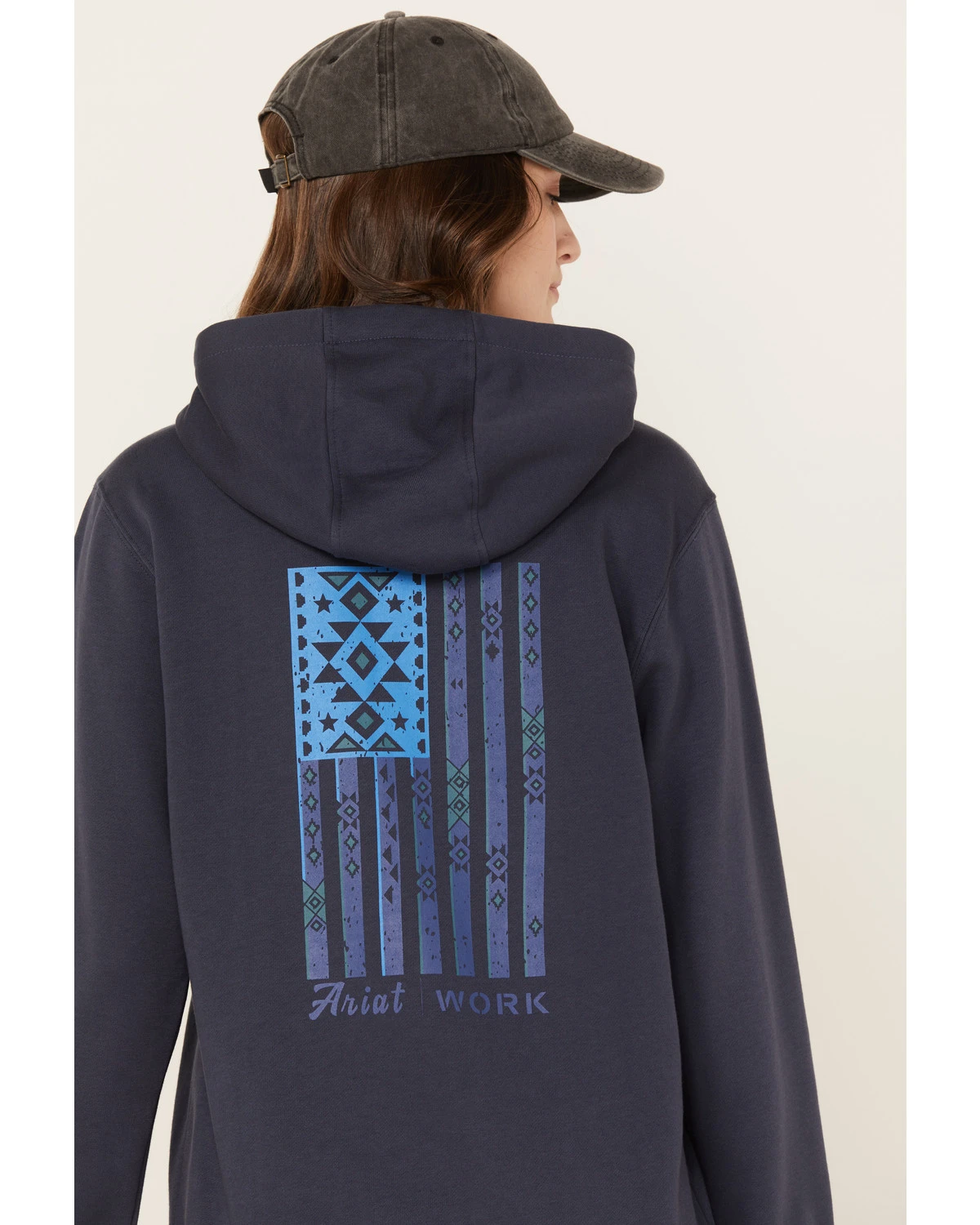 Ariat Women's Rebar Southwestern Flag Graphic Hooded Work Sweatshirt - Image 2