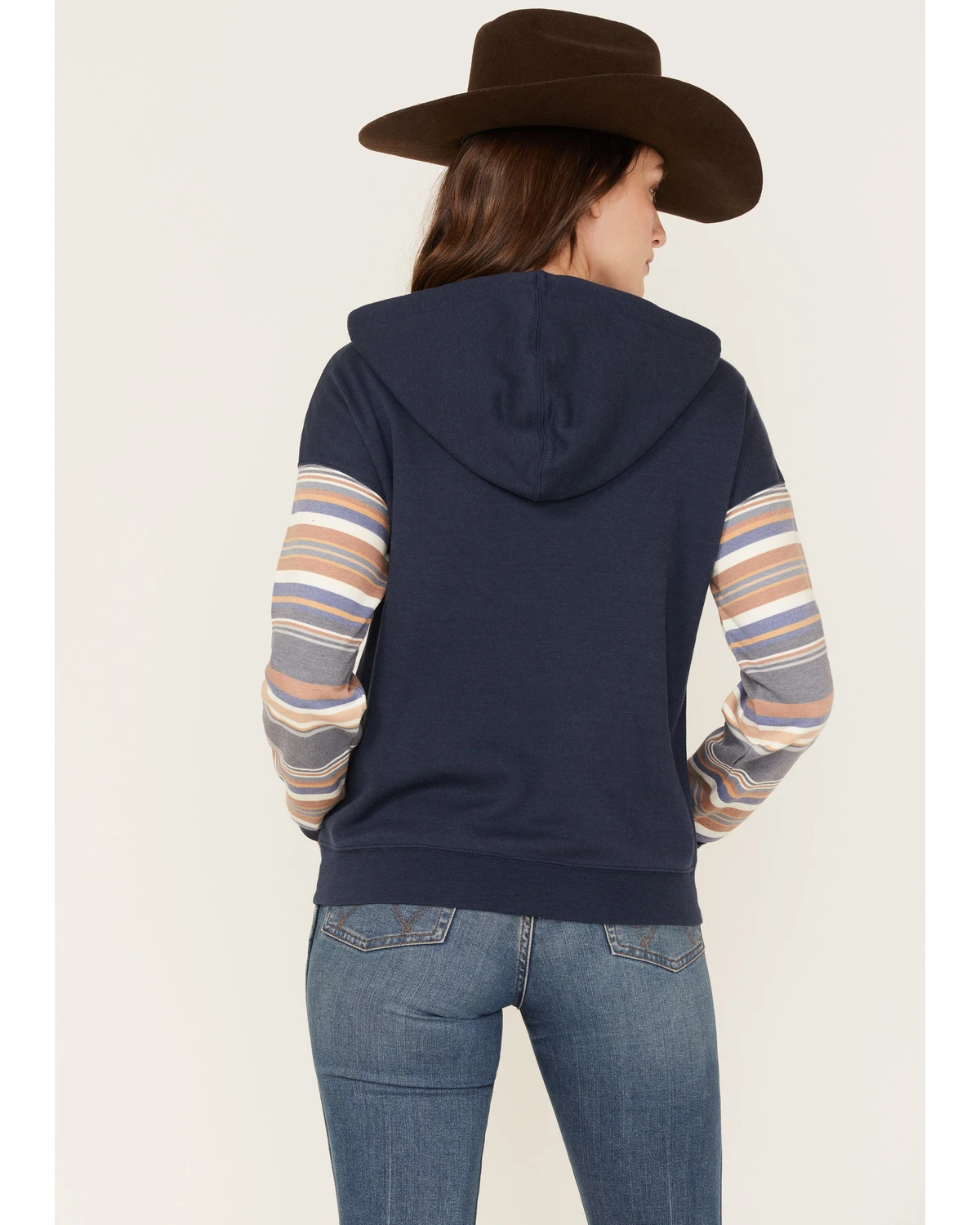 RANK 45 Women's Stripe Contrast Hooded Pullover - Image 4