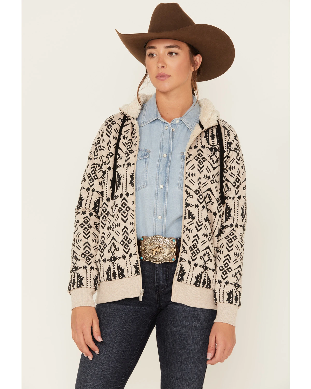 Ariat Women's R.E.A.L. Southwestern Print Sherpa-Lined Zip Hoodie