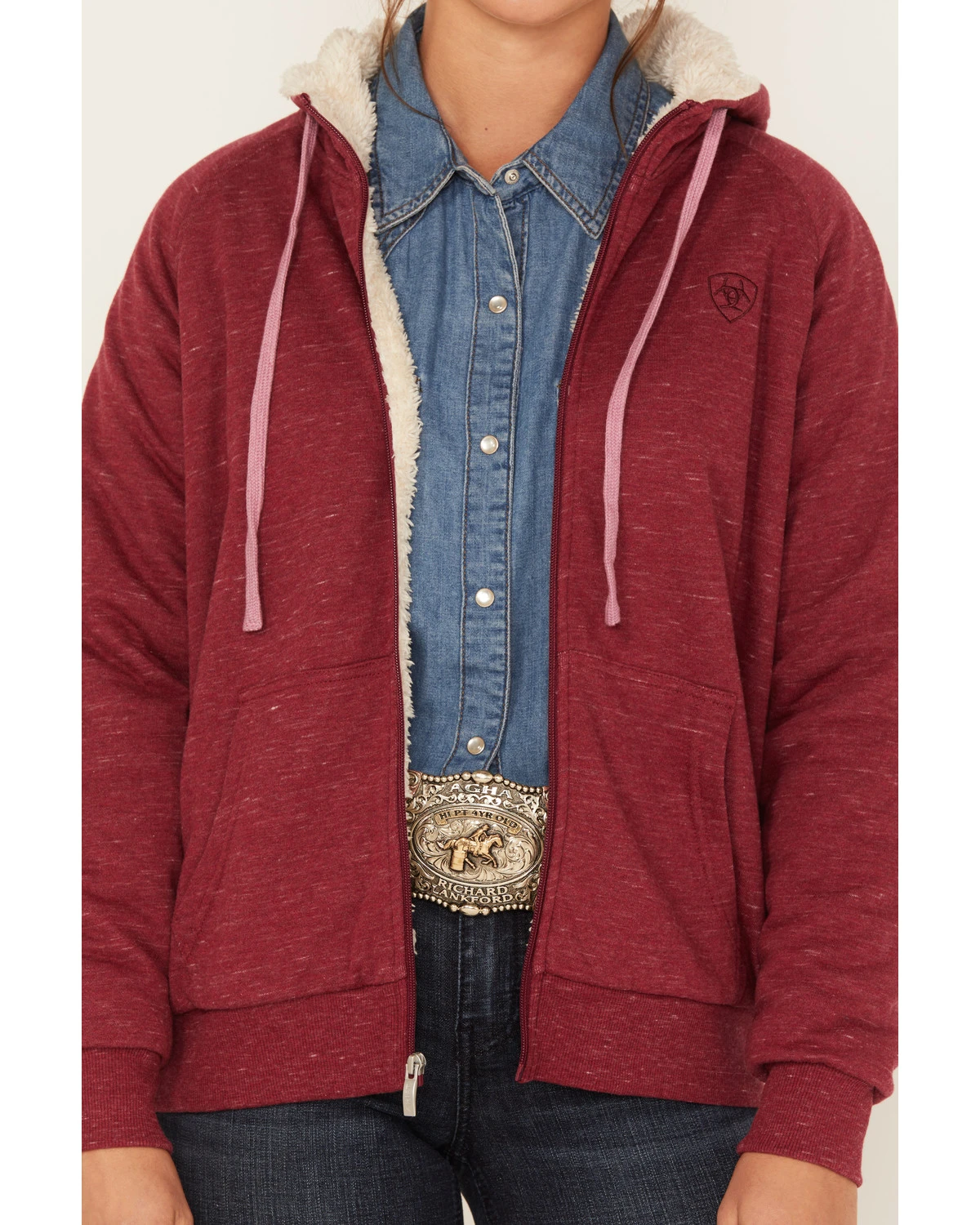 Ariat Women's R.E.A.L Sherpa Full Zip Sweatshirt Hoodie - Image 3