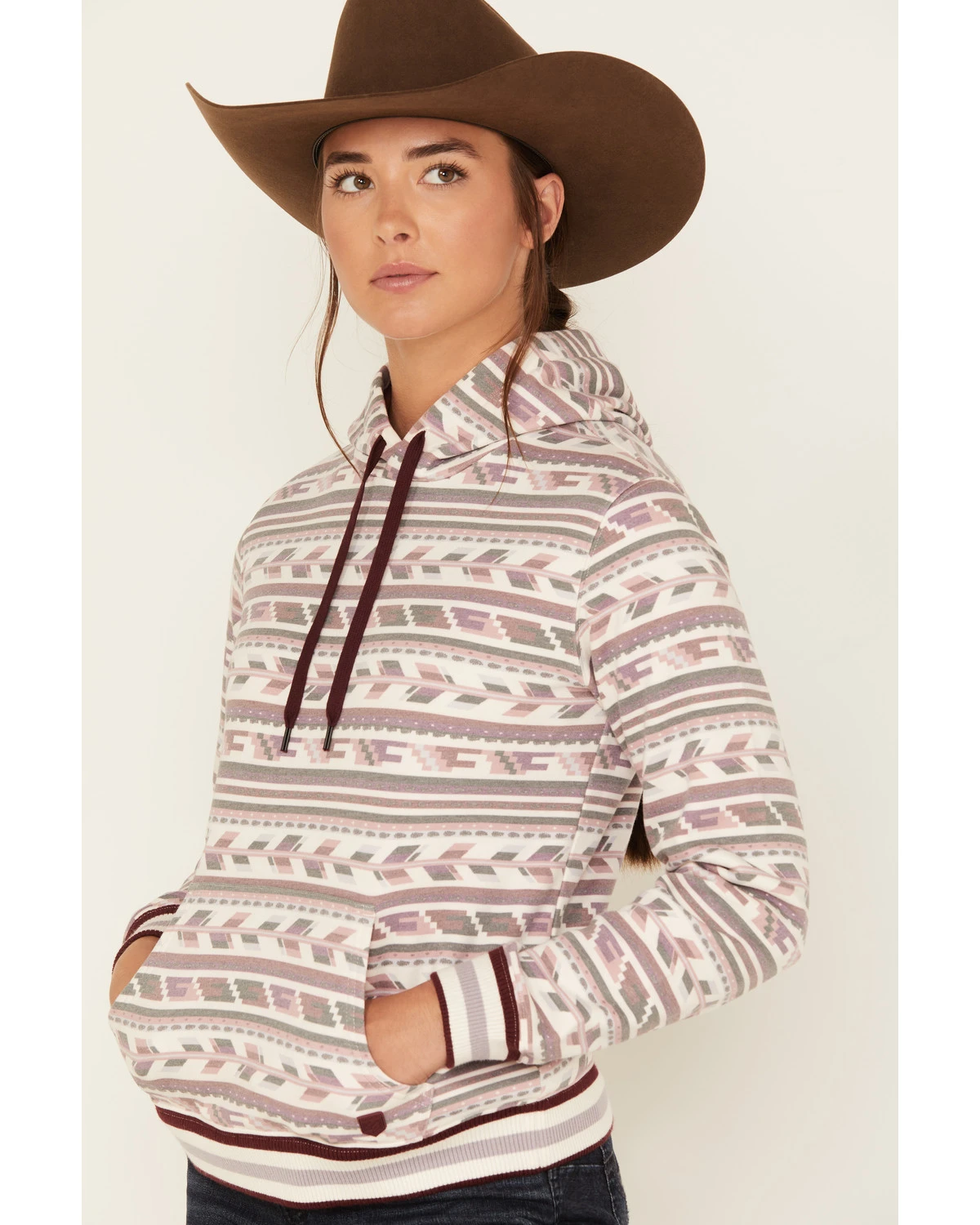 RANK 45 Women's Southwestern Stripe Print Hoodie - Image 2