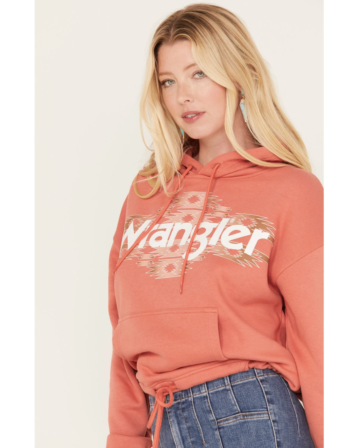 Wrangler Retro Women's Southwestern Print Logo Cropped Long Sleeve Hoodie - Image 2