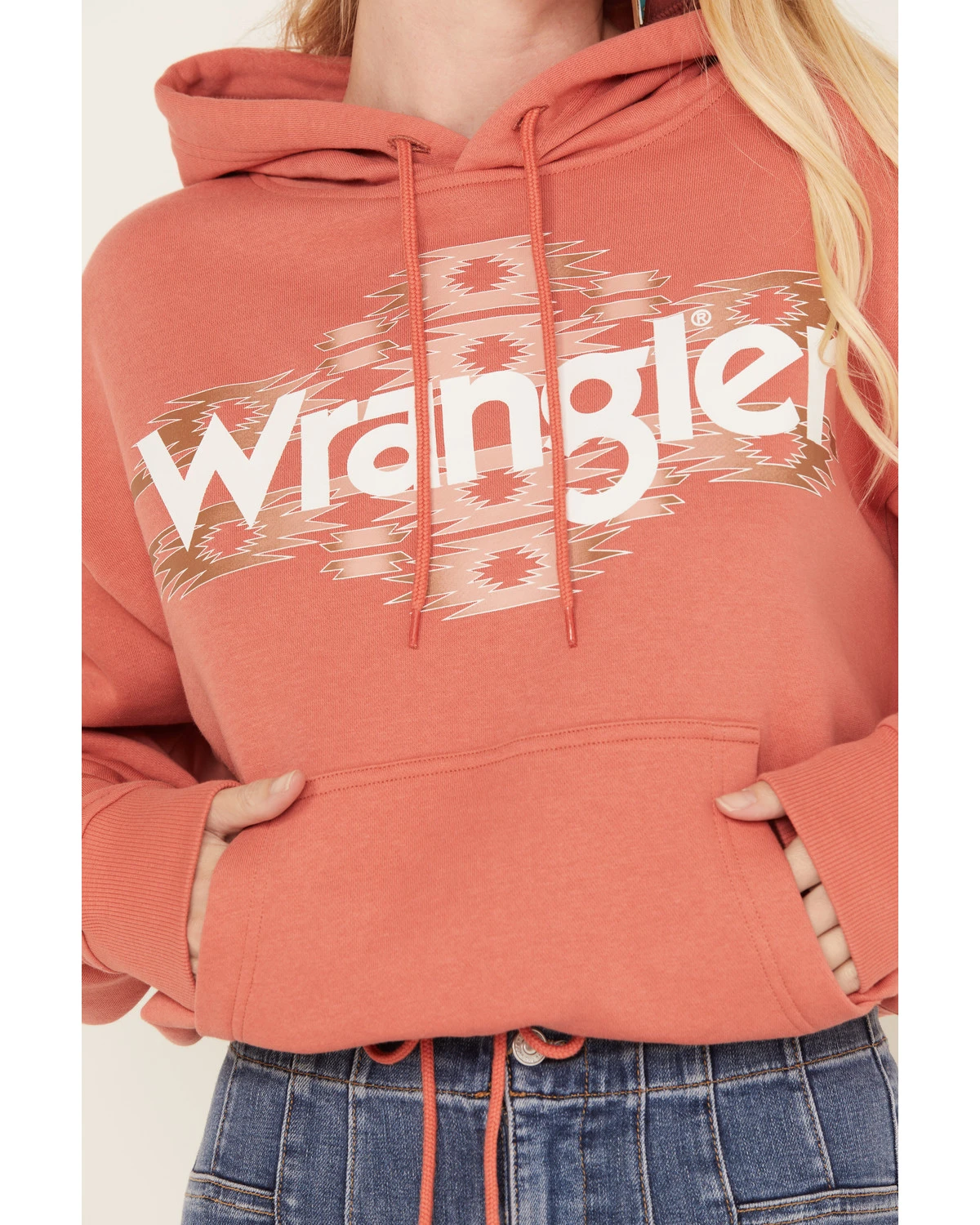 Wrangler Retro Women's Southwestern Print Logo Cropped Long Sleeve Hoodie - Image 3