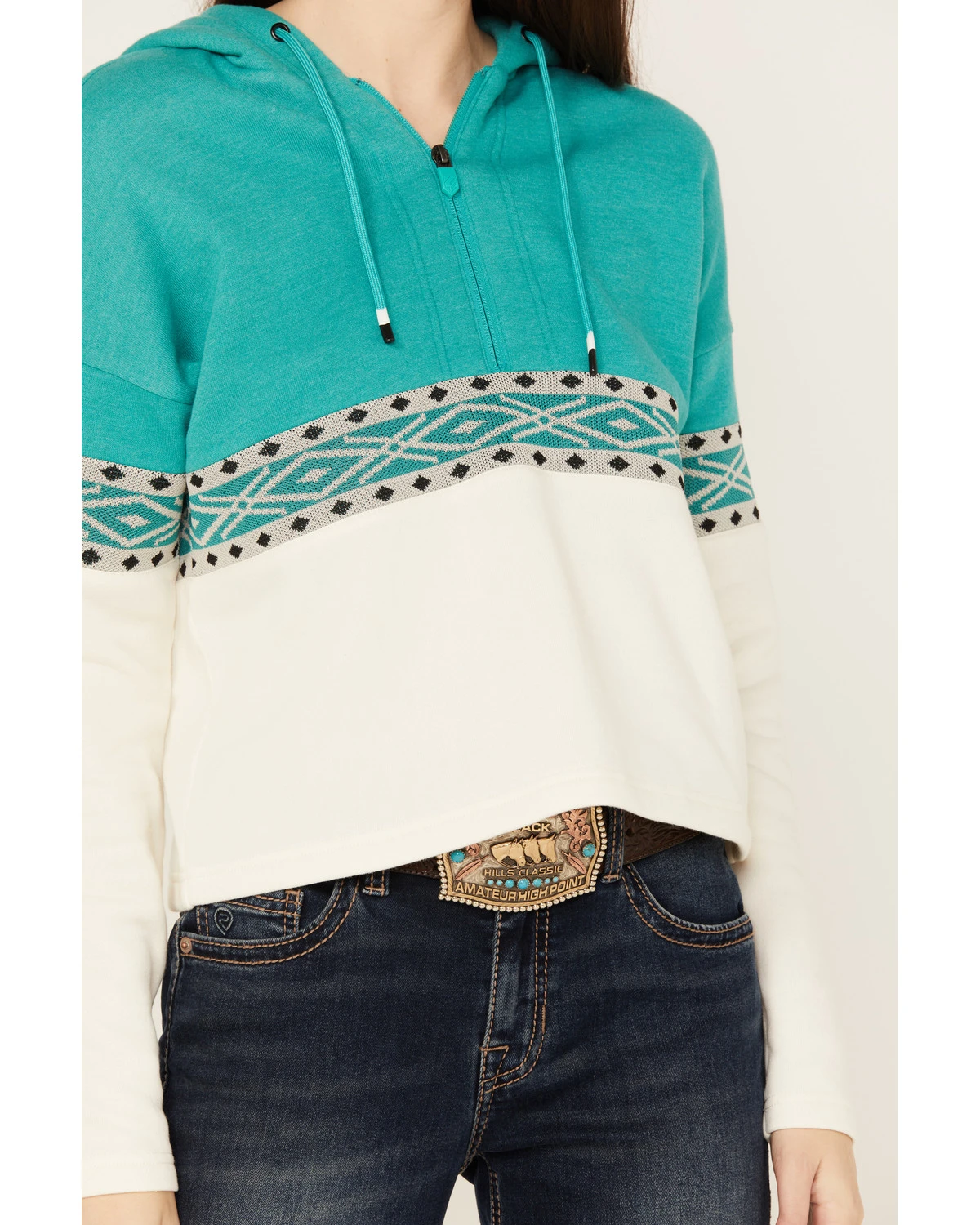 RANK 45 Women's Half Zip Hooded Pullover - Image 3