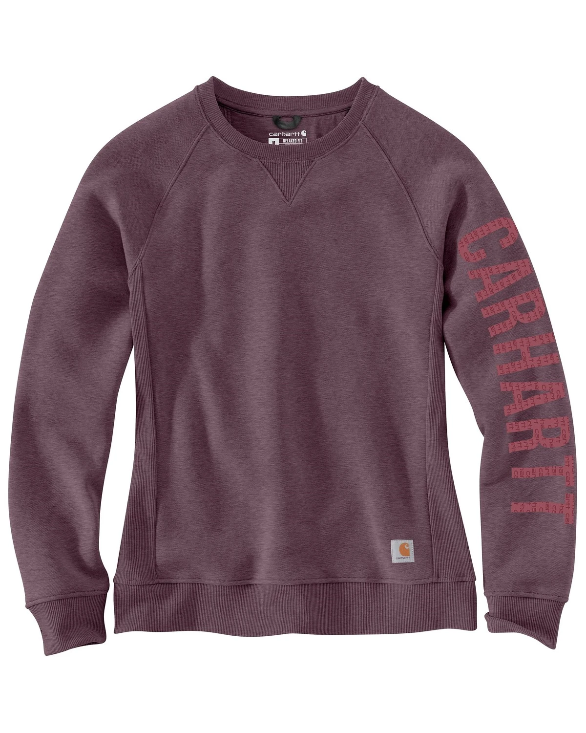 Carhartt Women's Relaxed Fit Midweight Crewneck Block Logo Sleeve Graphic Sweatshirt - Plus - Image 2