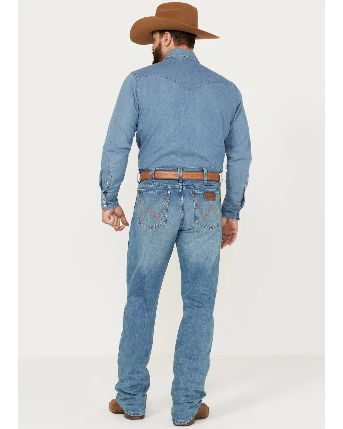 Wrangler Retro Men's Buffalo Pass Light Wash Slim Straight Stretch Jeans - Image 3